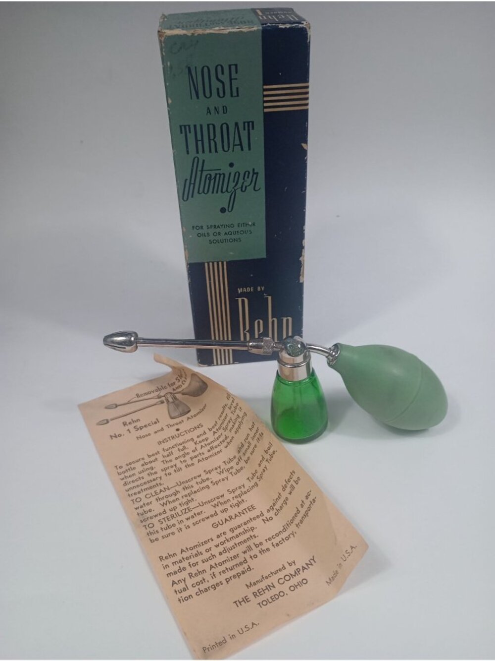 Vintage Rhen Nose and Throat Atomizer with Box and Directions  1940s